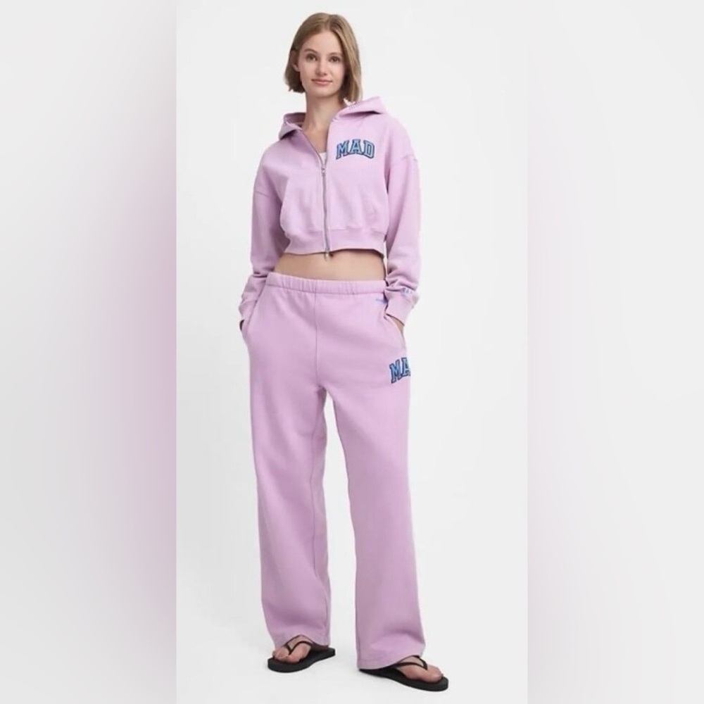 Mad Happy X Gap Lavender Cropped Hoodie and Sweatpants Set XL NWT